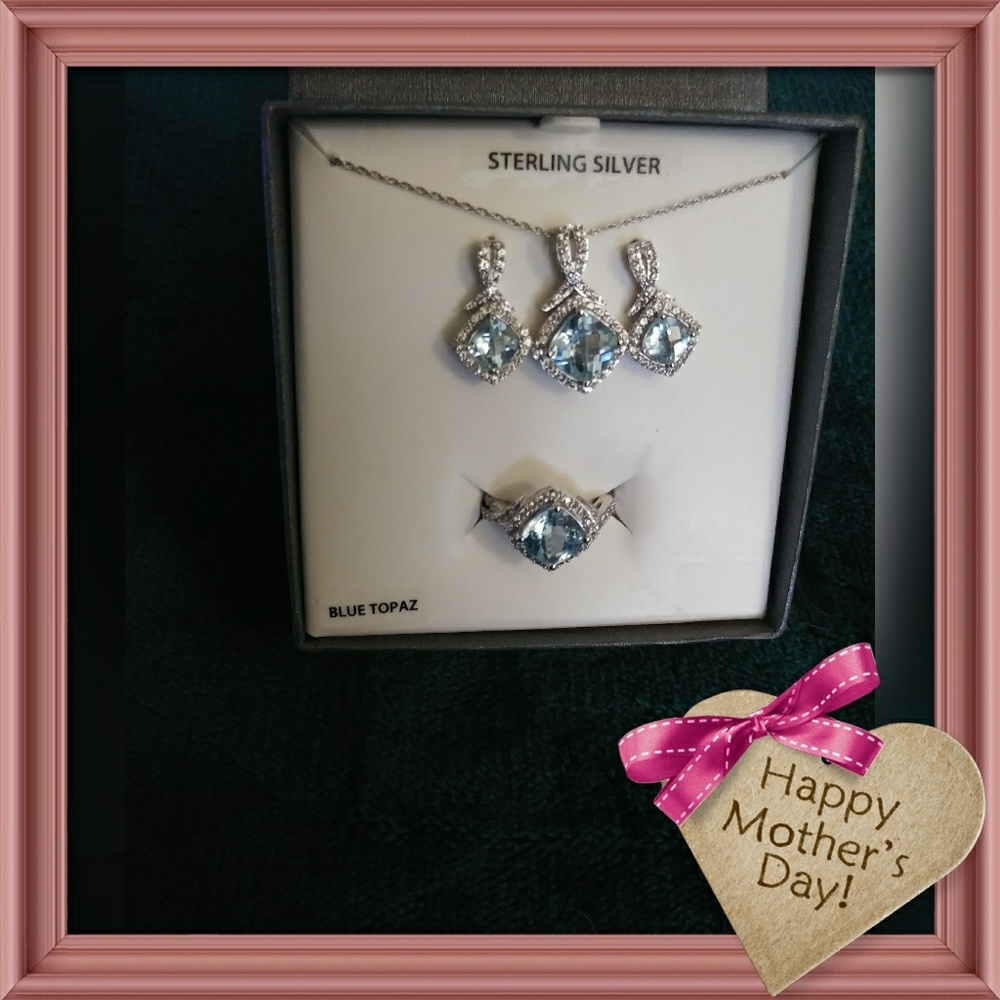 (ITEM SOLD) NWT 3pc .925 silver and Blue Topaz